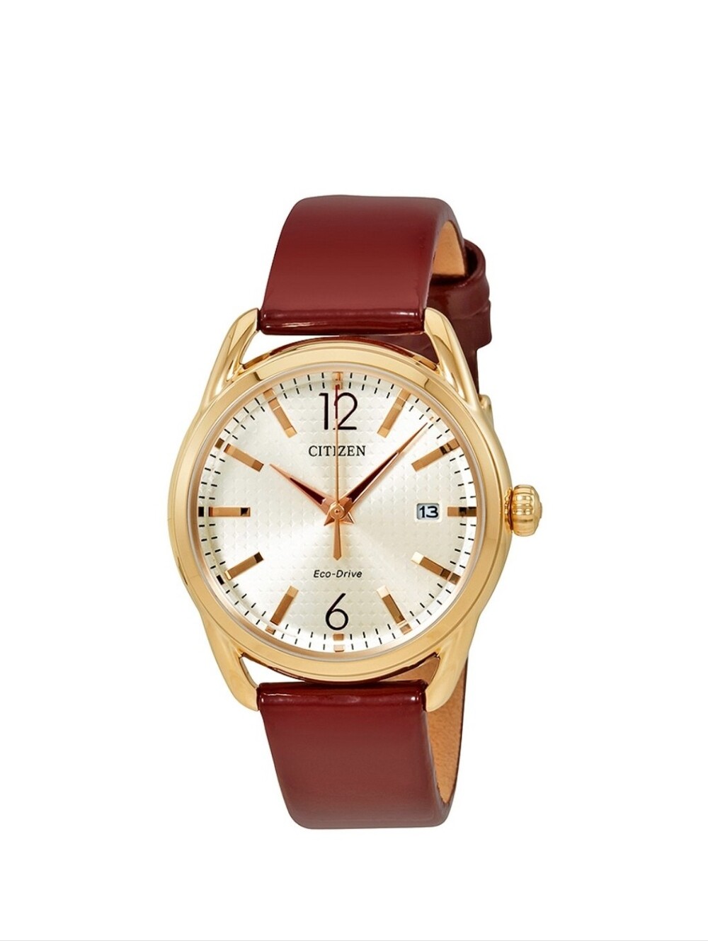 EUC CITIZEN WOMEN'S ECO DRIVE SPORT CASUAL BURGUNDY LEATHER STRAP FE6083-05P